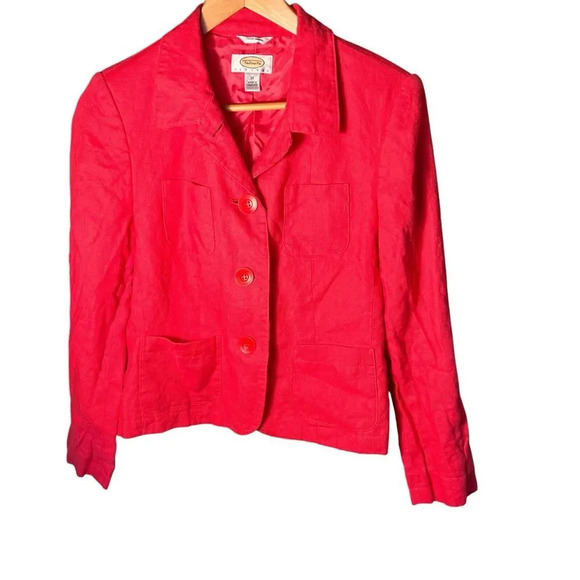 Vintage Talbots Women’s Irish Linen Blazer 10P Hot Pink Preppy Career Jacket - Picture 2 of 12